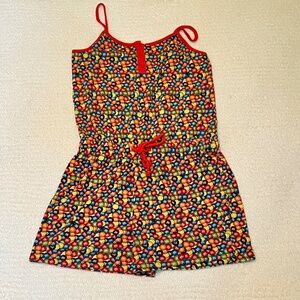 M&M’s World Candy Print Romper – Girls 14 – 100% Cotton, Red Trim